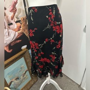 Red and black 90s midi skirt